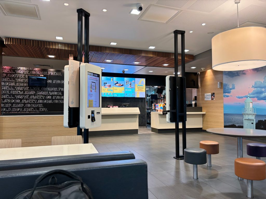 A picture of the inside of a McDonalds restaurant in Ballina.